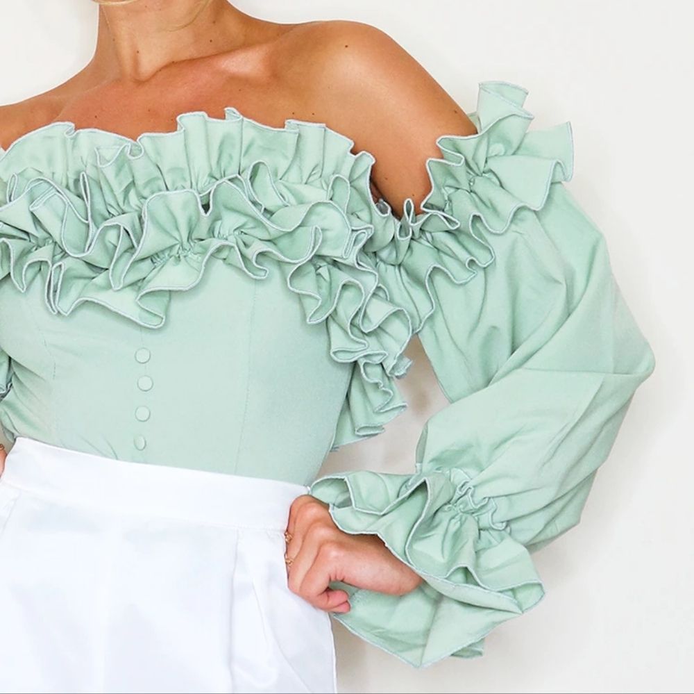 Sage Off shoulder top